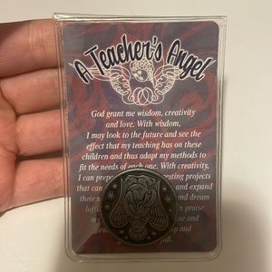 Angel prayer for teachers with coin.